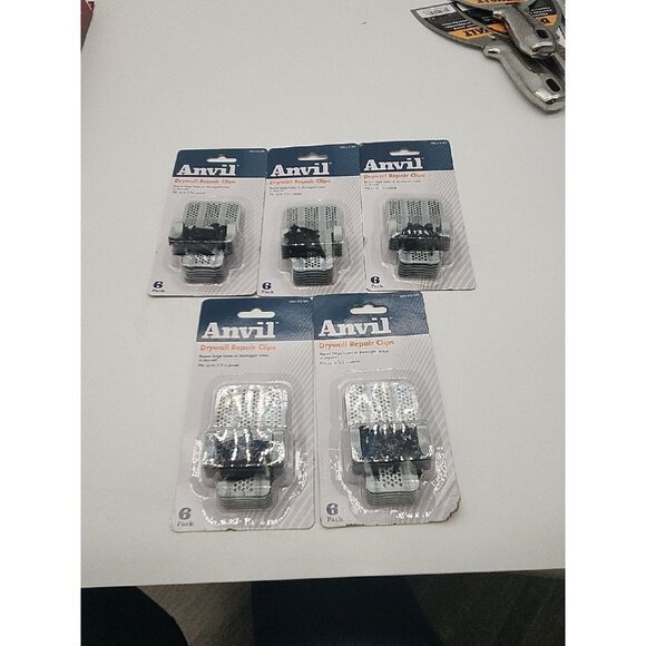 (5pks) KANVIL 6 PACK STEEL DRYWAL REPAIR CLIPS 6 AND 12 SCREW Fit UP  1/2" PANEL - Picture 1 of 3